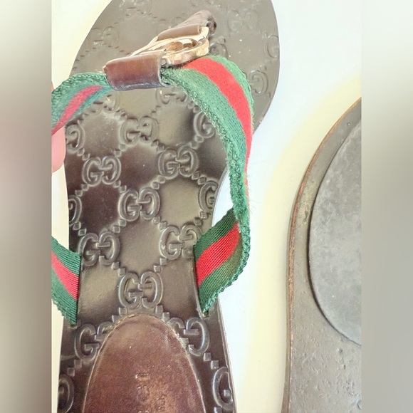 Gucci Black Lifford interlocking GG web Thong Fabric leather sandals EU 36.5 - Picture 11 of 11